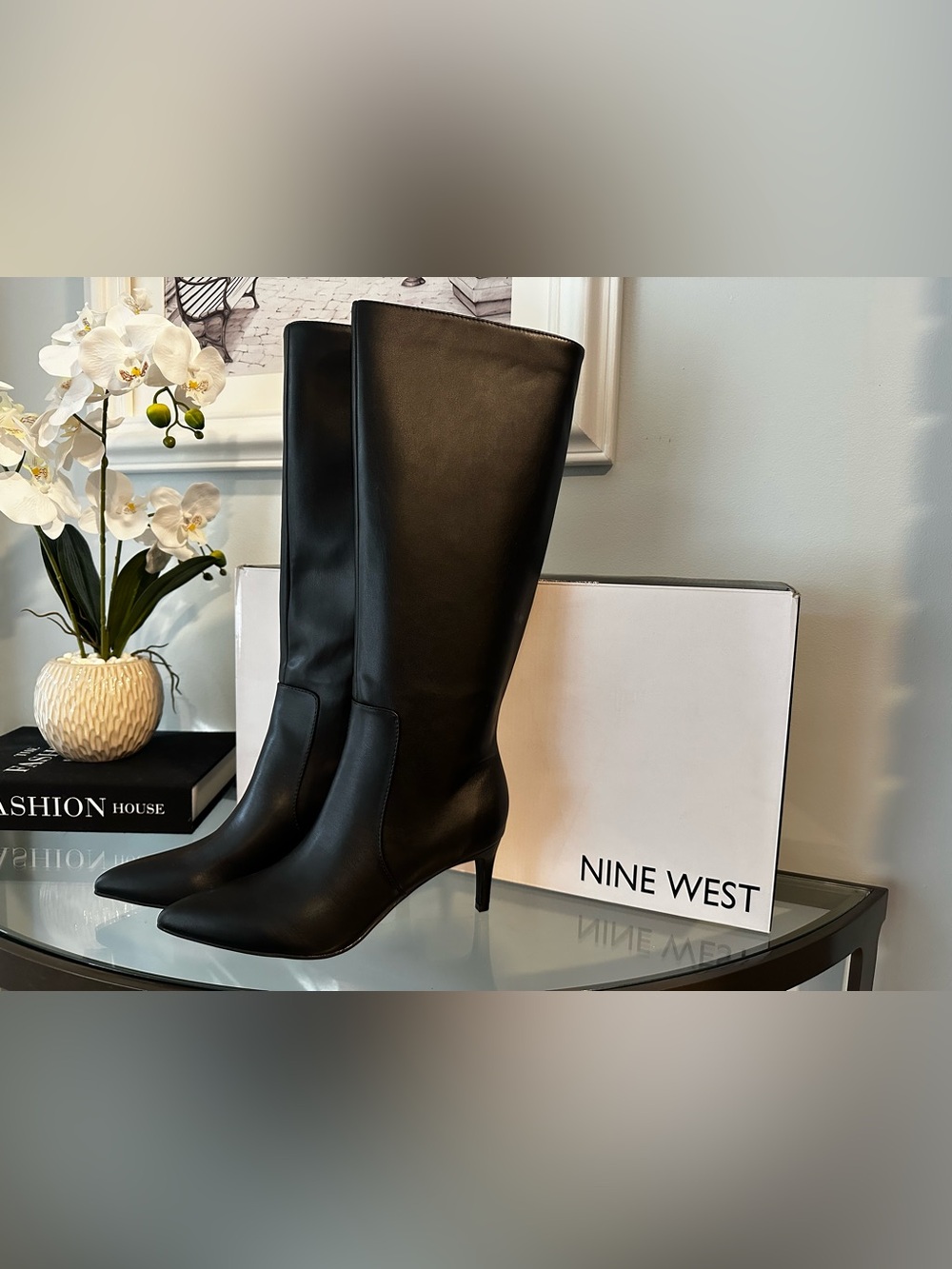 NWT Nine West Shadie Black Knee-High Boots - Size 8
